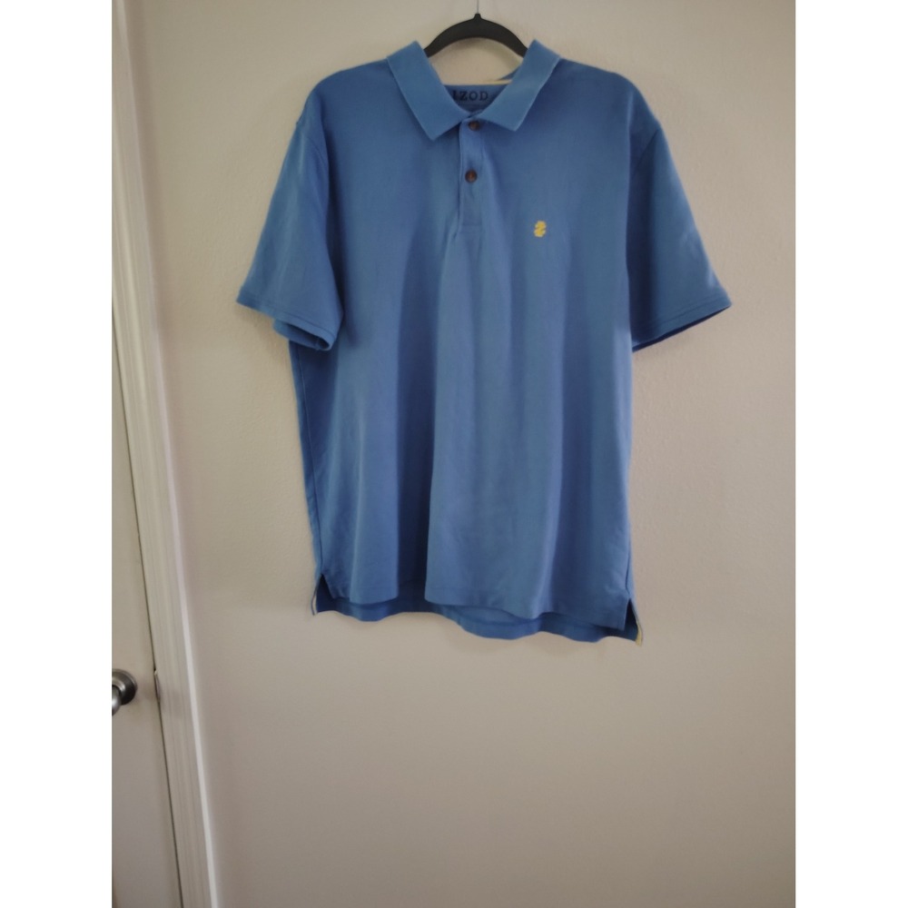 IZOD Advantage Polo Shirt Mens XXL Blue Short Sleeve Pique Knit Casual Golf Logo